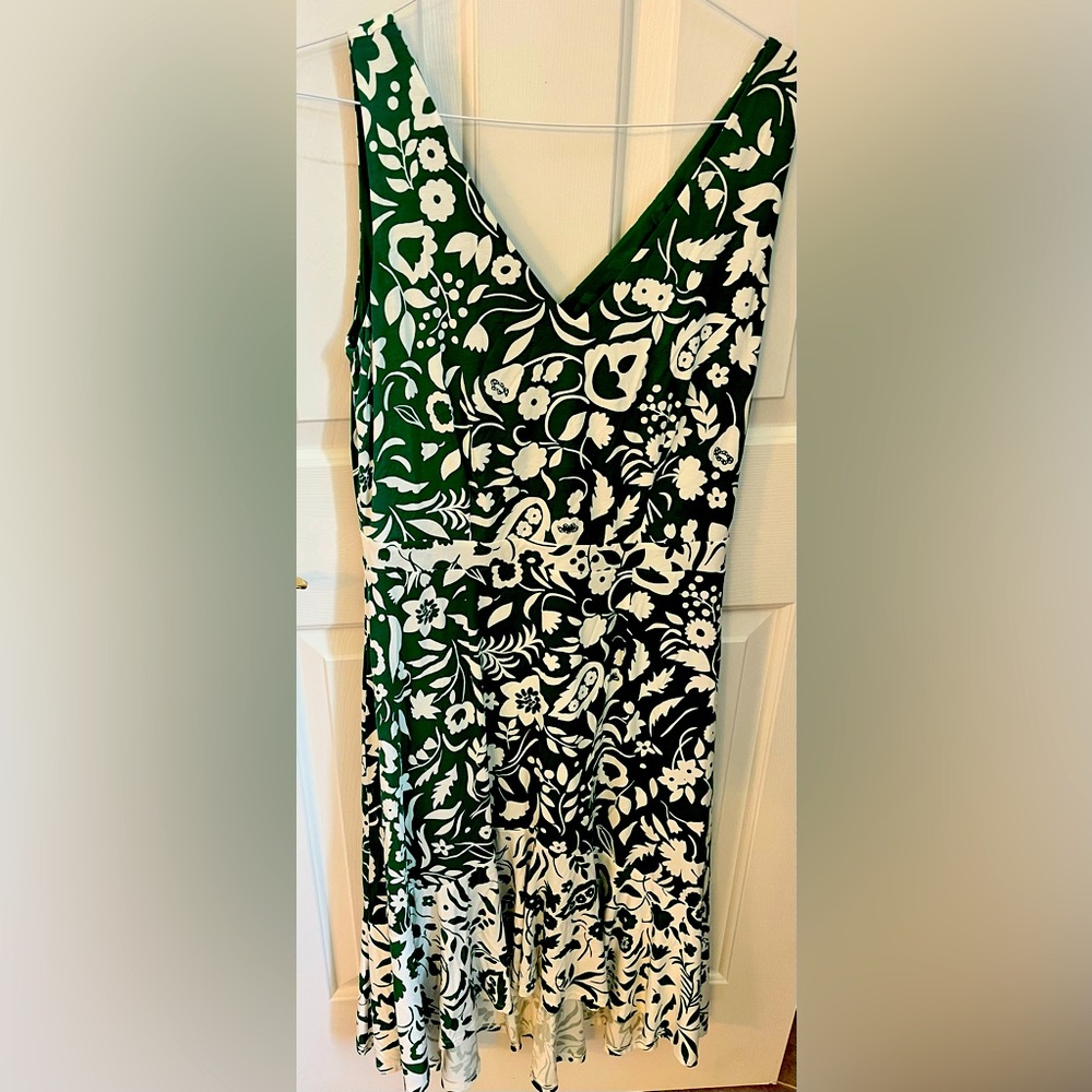 Boden Green and White Dress